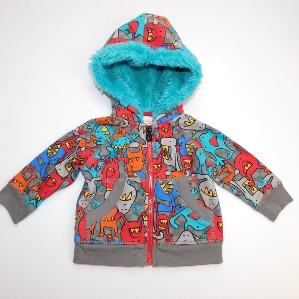 Heidi Klum Monster Print Full Zip Fleece Lined Hoodie  Baby Boys 6 months